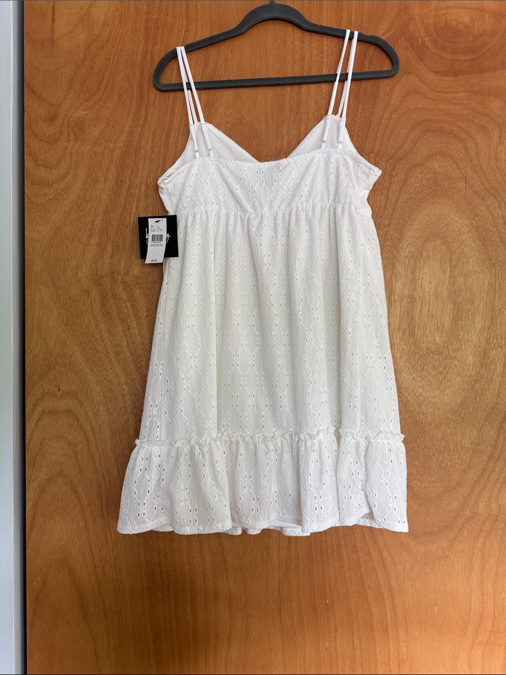 White Eyelet Ruffle Mini Dress - Picture 3 of 10